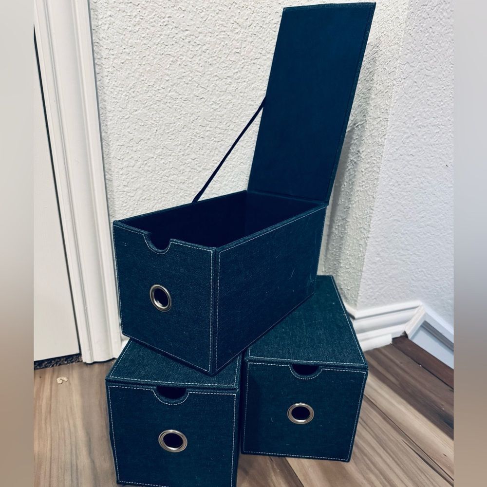 Small Modular Blue Fabric Storage Cube Boxes